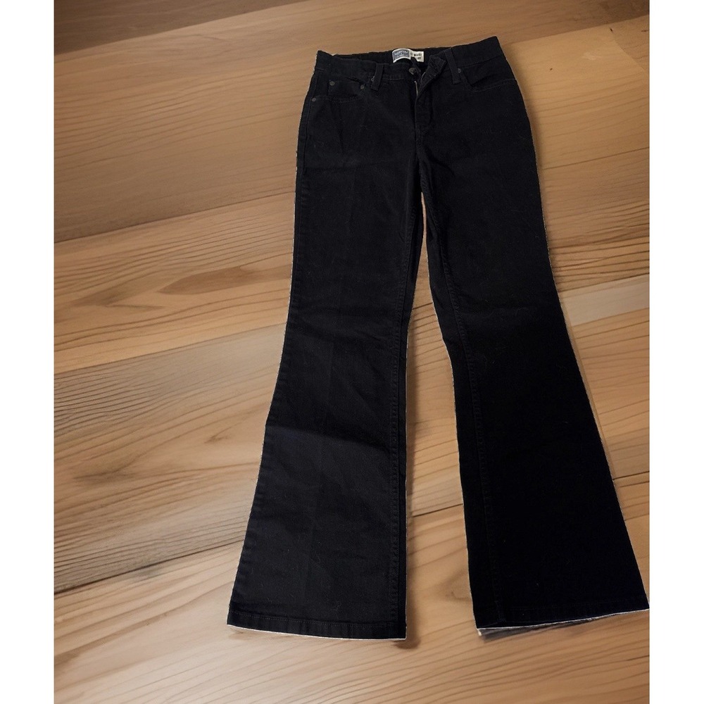 Levi Strauss Signature Womens Black Flare Jeans Size 8 Y2K Low Rise Bootcut